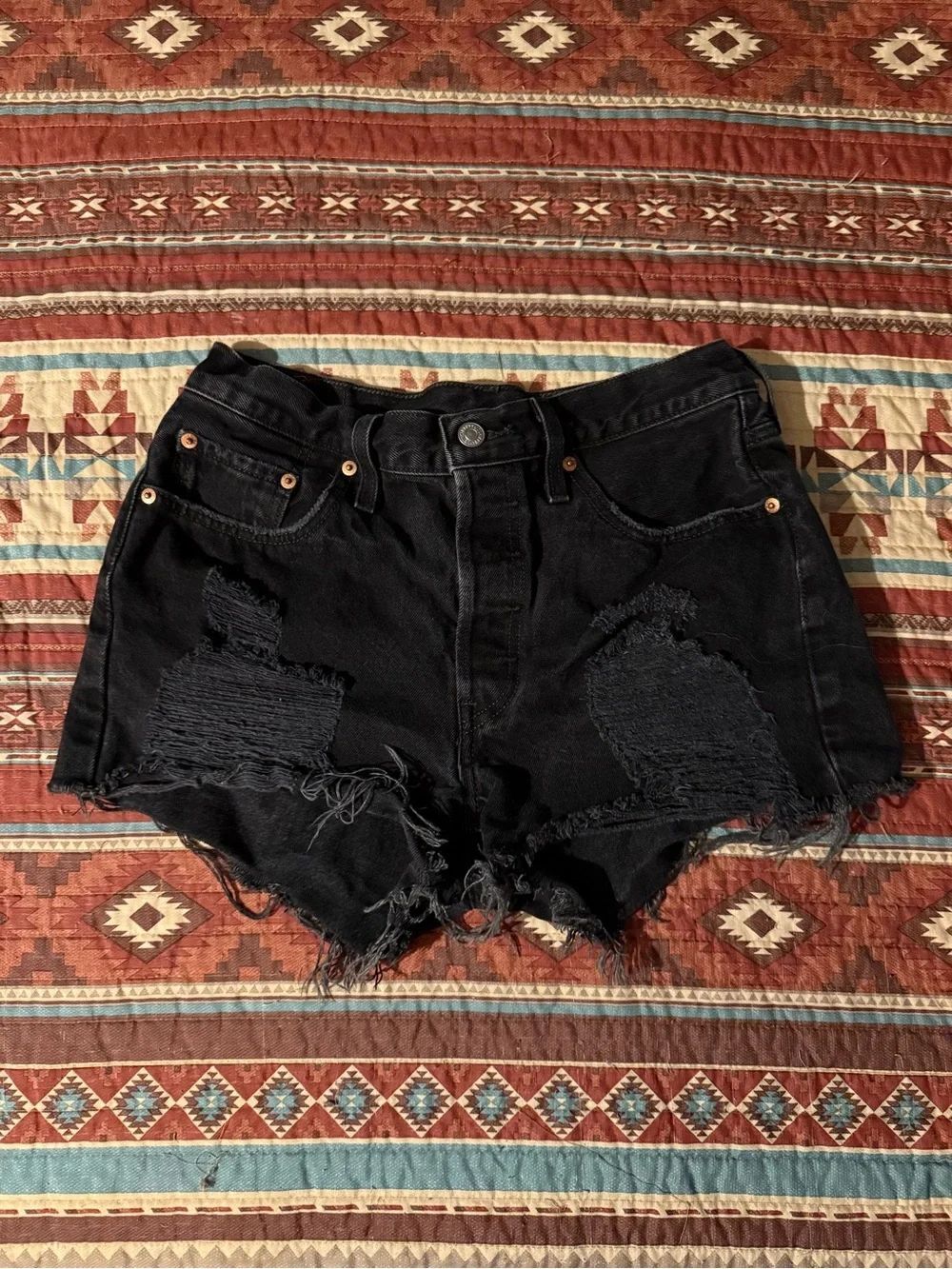 Levi's Black Distressed denim Shorts size 29